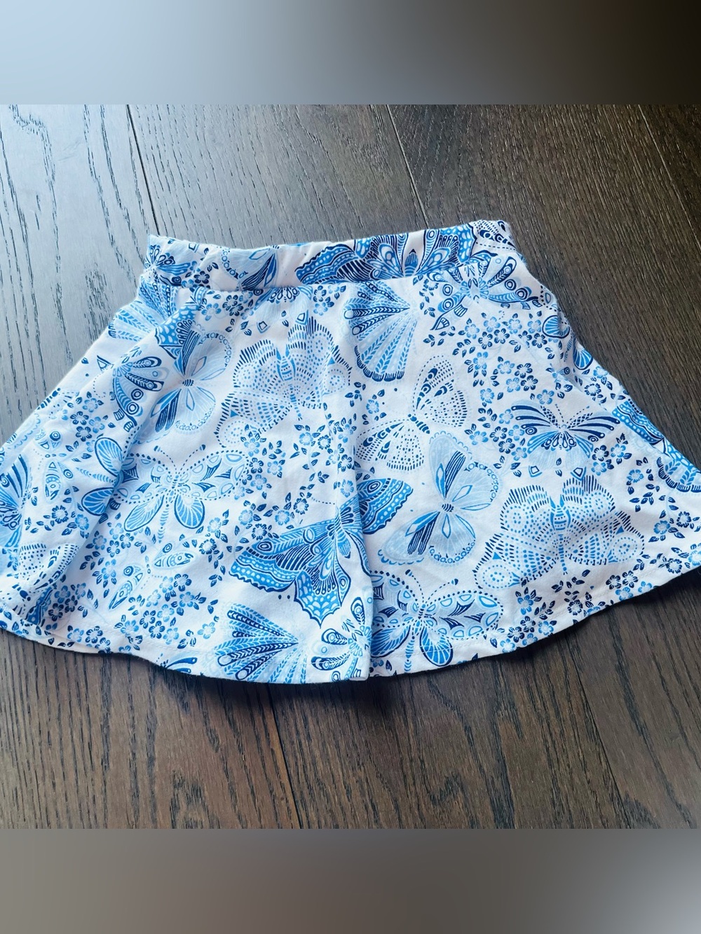 The Childrens Place White Skirt with Blue Butterfly Print